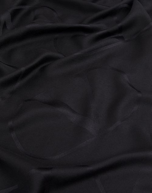 Valentino Garavani - Châle En Laine Et Soie Avec Jacquard Vlogo Signature 140 X 140 Cm - Noir - Femme - Accessoires Textiles