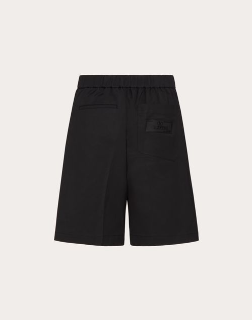 Valentino - Nylon Bermuda Shorts With Maison Valentino Rubber Label - Black - Man - Trousers And Shorts