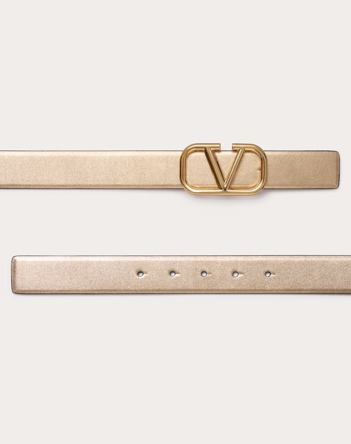 Vlogo Signature Reversible Belt In Metallic And Shiny Vlogo Signature Reversible Belt In Metallic And Shiny