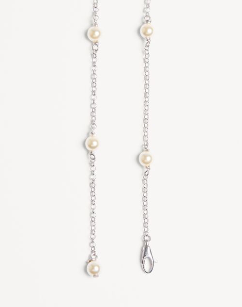 Valentino Garavani - Ovalette Necklace In Metal, Pearls And Swarovski® Crystals - Rhodium - Woman - Jewellery
