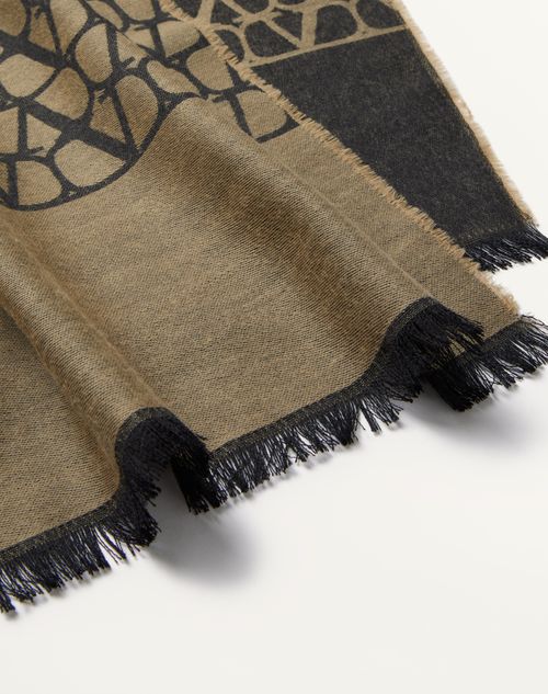 Valentino Garavani - Toile Iconographe Stole In Wool, Silk And Toile Iconographe Jacquard - Beige/black - Man - Soft Accessories