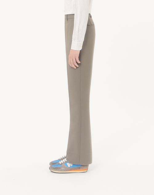 Valentino - Valentino Trousers In Lightweight Double Wool With Ironed Pleats - Taupe - Man - Trousers And Shorts
