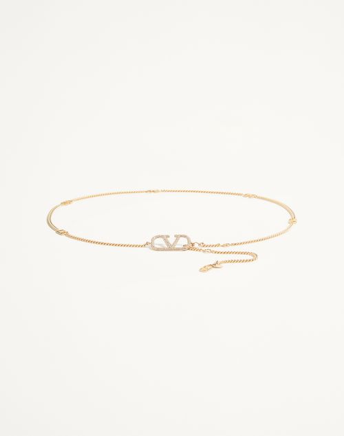 Valentino Garavani - Valentino Garavani Vlogo Signature Chain Belt With Swarovski® Crystals - Gold/crystal - Woman - Belts