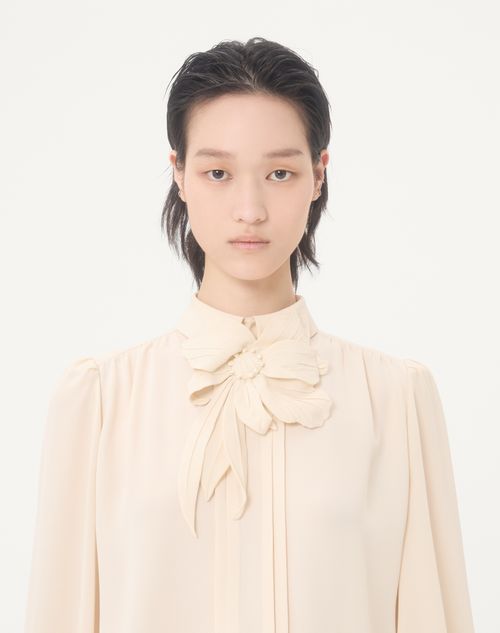 Valentino - Embroidered Crepe De Chine Top - Vanilla - Woman - Shirts & Tops