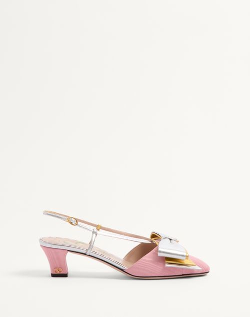 Valentino Garavani - Bowow Slingback Pumps In Moirè Fabric 45mm - Pink/silver - Woman - Shoes