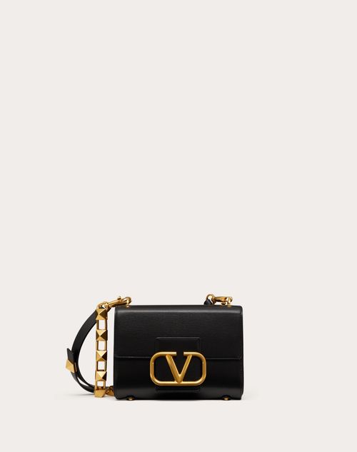 Valentino Garavani - Stud Sign Grainy Calfskin Shoulder Bag - Black - Woman - Bags
