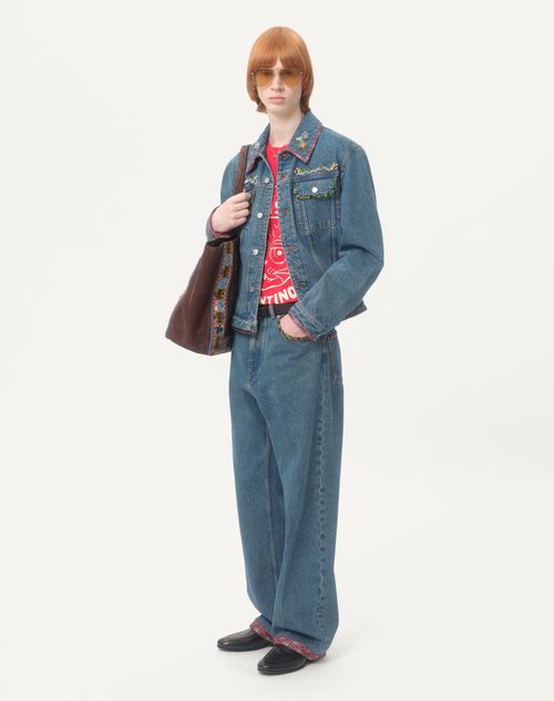 Valentino - Cotton T-shirt With Chat De La Maison Print - Red/butter - Man - Shelf - Mrtw - City Attitude W1