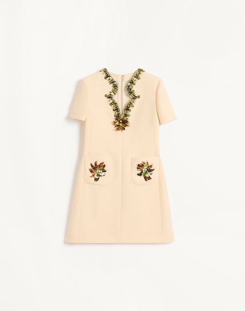 Valentino - Embroidered Crepe Couture Short Dress - Birch - Woman - Woman Ready To Wear Sale