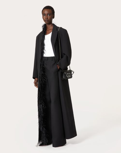 Valentino - Abrigo Bordado De Dry Tailoring Wool - Negro - Mujer - Abrigos Y Chaquetas