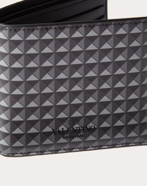 Valentino Garavani - Mini Stud Wallet - Gray/black - Man - Wallets And Small Leather Goods