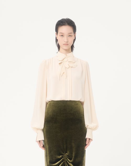 Valentino - Embroidered Crepe De Chine Top - Vanilla - Woman - Shirts & Tops