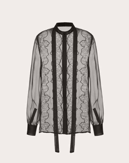 Valentino - Chiffon Blouse - Black - Woman - Shirts & Tops