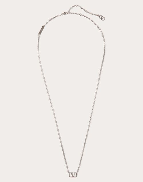 Valentino Garavani - Vロゴ シグネチャー メタル ネックレス - パラジウム - 男性 - ネックレス
