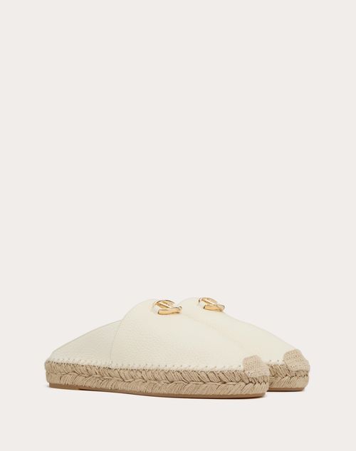 Valentino Garavani - The Bold Edition Vlogo Grainy Calfskin Mule 25mm - Ivory - Woman - Espadrilles And Wedges