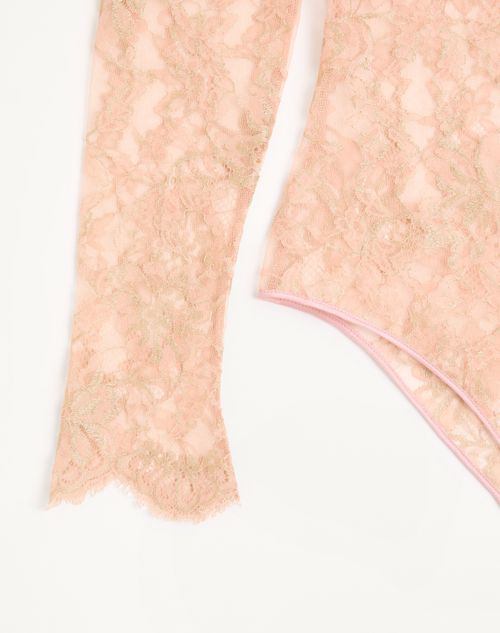 Valentino - Lurex Lace Bodysuit - Pink - Woman - Lingerie