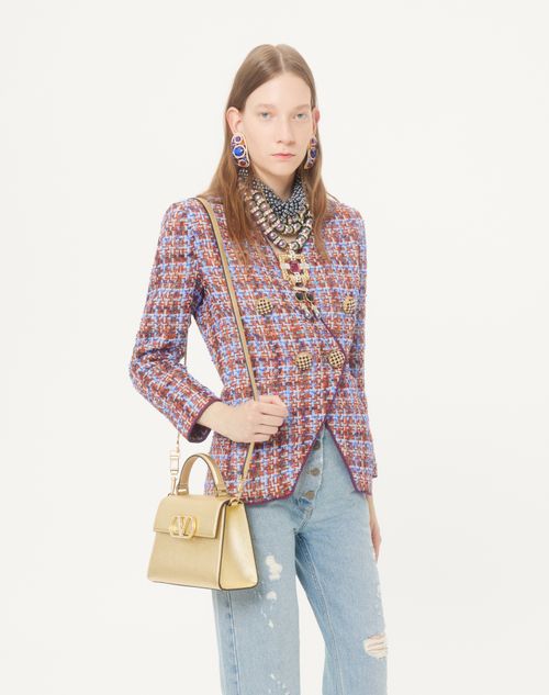 Valentino Garavani - Valentino Garavani Vsling Small Handbag In Laminated Calfskin With Jewel Logo - Antique Brass - Woman - Top Handle Bags
