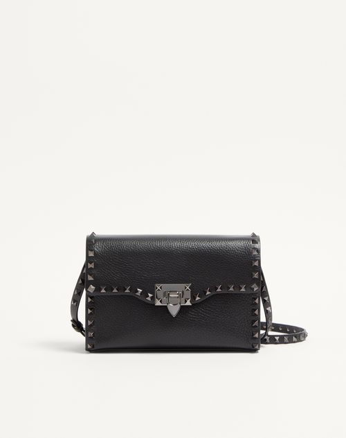 Valentino Garavani - Small Rockstud Grainy Calfskin Crossbody Bag - Black - Woman - Rockstud - Bags