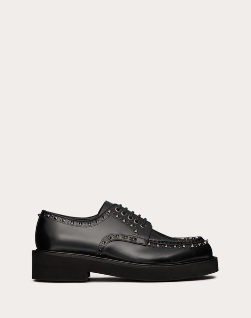 Valentino Garavani - Valentino Garavani Gentleglam Derby Shoe In Calfskin - Black - Man - Fashion Formal - M Shoes