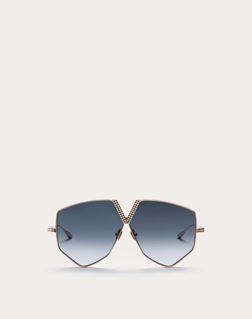 Valentino - V - Hexagon Oversized Titanium Aviator Frame - Gradient Grey - Unisex - Small Treats