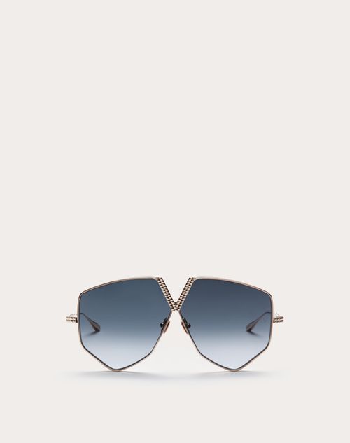Valentino - V - Hexagon Oversized Fliegerbrille Aus Titan - Platinum/grau Nuanciert - Unisex - Sonnenbrillen