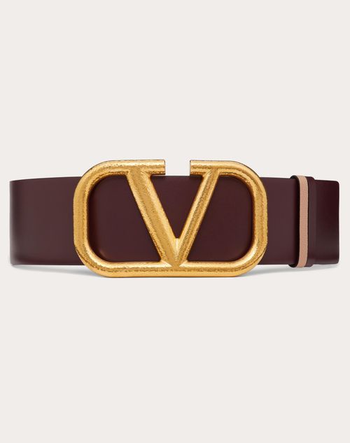 Valentino Garavani - Reversible Vlogo Signature Belt In Grainy Calfskin 70mm - Rubin/rose Canelle - Woman - Belts