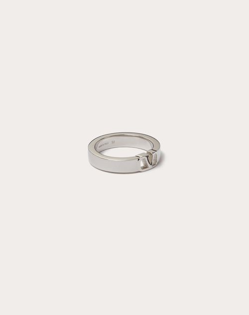 Valentino Garavani - Mini Vlogo Signature Metal Ring - Palladium - Man - Jewellery