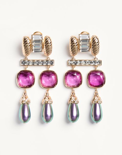 Valentino Garavani - Pendientes Hypergoutte En Metal Y Resina Con Cristales - Dorado/multicolor - Mujer - Bisutería