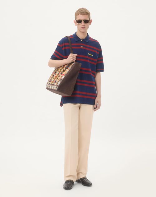 Valentino Garavani - Valentino Garavani Nellcôte Large Embroidered Shopping Bag - Multicolour/testa Di Moro - Man - Totes