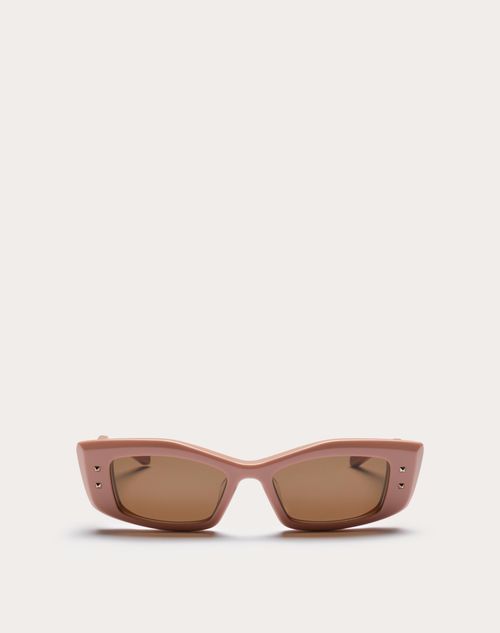 Valentino - V -rectangular Acetate  - Dark Nude/dark Brown - Woman - Woman