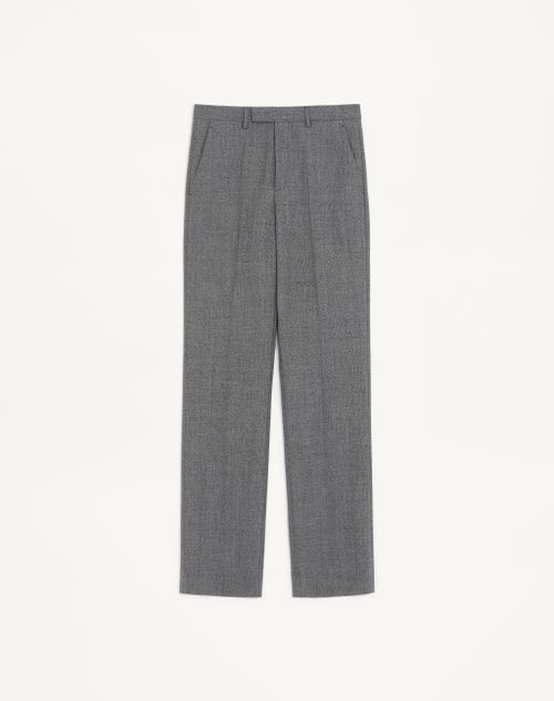 Valentino - Valentino Mouliné Wool Trousers - Black/gray - Man - Pants And Shorts