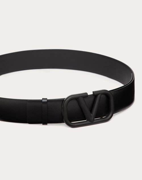 V Logo Leather Belt in Black - Valentino Garavani