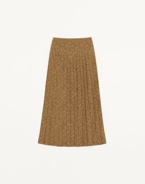 Valentino - Crepe De Chine Skirt With Fauve Eclat Micromacula Print - Animal Print - Woman - Skirts