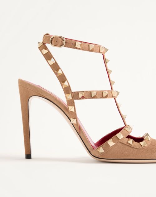 Valentino Garavani - Rockstud Suede Pumps 100mm - Camel - Woman - Pumps And Slingbacks