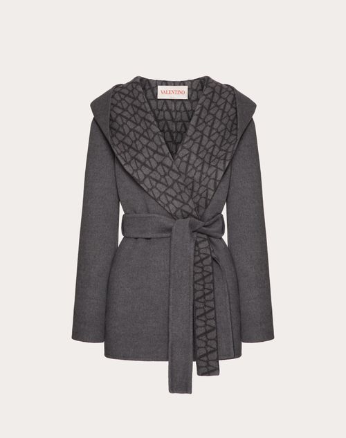 Valentino - Double Coat Toile Iconographe - Grey/dark Grey - Woman - Coats And Outerwear