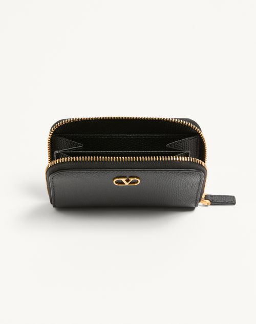 Valentino Garavani - Vロゴ シグネチャー グレインカーフスキン ミニジップウォレット - ブラック - ウィメンズ - Valentino Garavani Vlogo Signature Slg New
