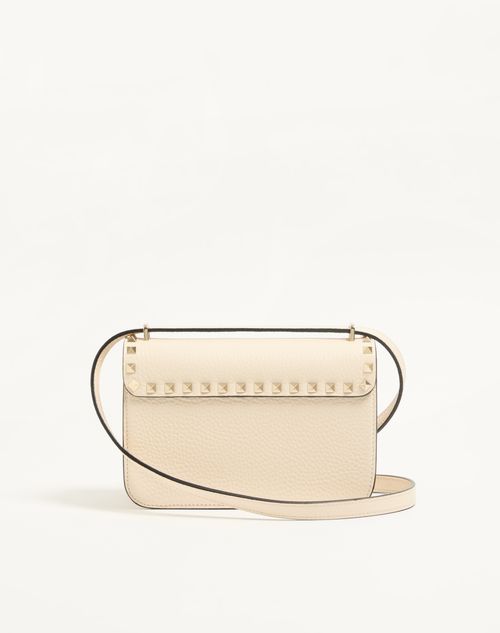 Valentino Garavani - Valentino Garavani Rockstud Small Shoulder Bag In Grainy Calfskin - Ivory - Woman - Shoulder Bags