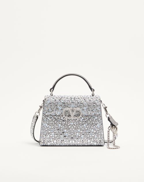 Valentino Garavani - Vsling Mini Handbag With Sparkling Embroidery - Silver/crystal - Woman - Top Handle Bags