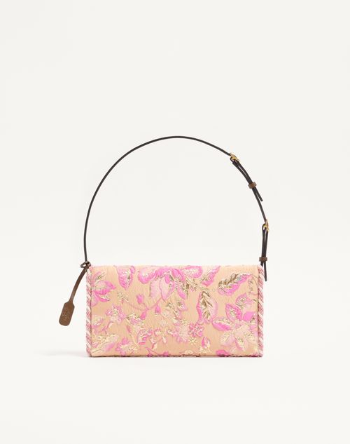 Valentino Garavani - Valentino Garavani Devain Small Shoulder Bag In Jacquard Cloqué Fabric - Beige/pink - Woman - Shoulder Bags