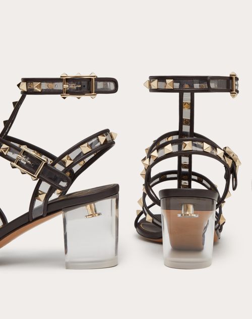 ROCKSTUD SANDAL IN POLYMER MATERIAL WITH STRAPS AND PLEXI HEEL 60MM