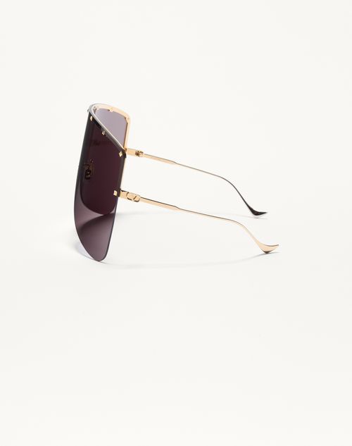 Valentino - Occhiale Maschera In Metallo - Oro/grigio - Unisex - Occhiali