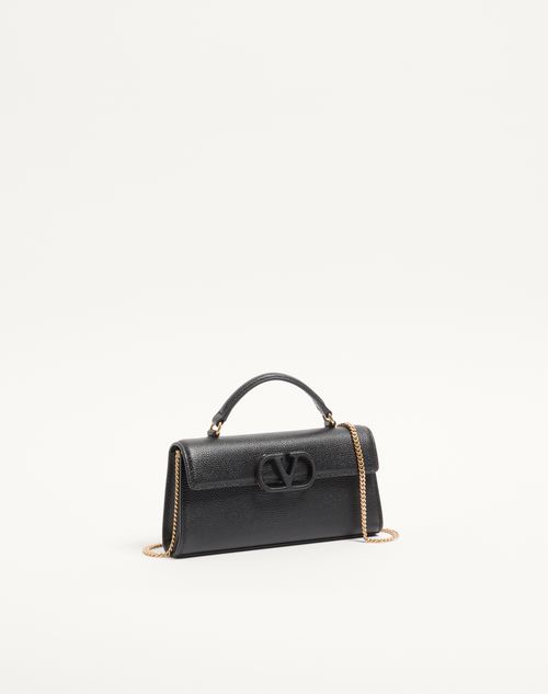 Valentino Garavani - Valentino Garavani Vsling Mini Handbag In Grainy Calfskin - Black - Woman - Top Handle Bags