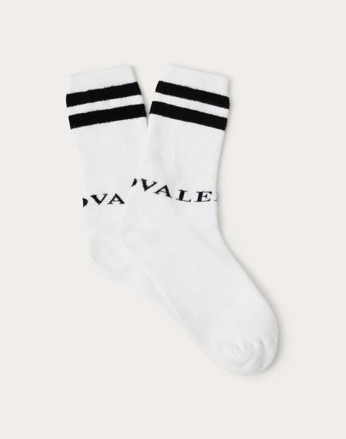 Valentino Sock In Cotton for Man in White/ Black | Valentino US