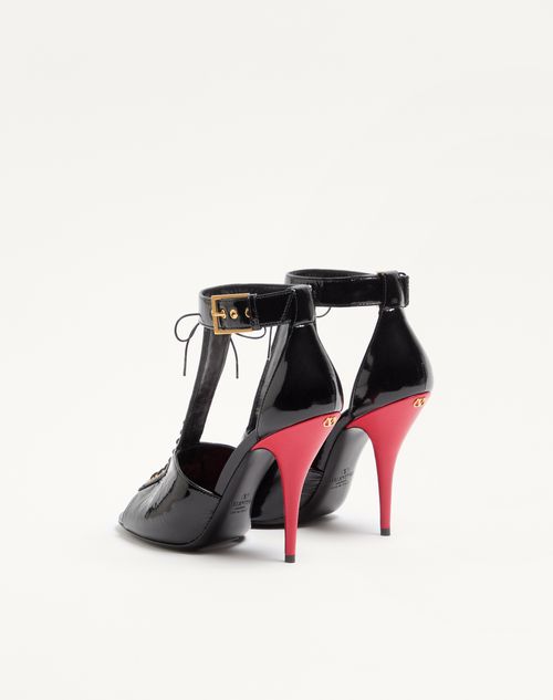 Valentino Garavani - Bustier Sandal In Naplak 105mm - Black/red - Woman - Sandals