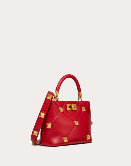 Valentino Garavani - Small Roman Stud The Handle Bag In Nappa - Rouge Pur - Woman - Single Handle Bags