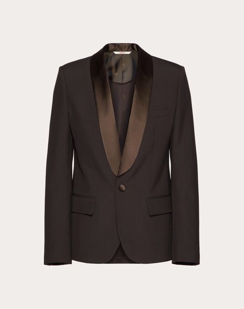 Valentino - Wool Dinner Jacket With Maison Valentino Tailoring Label And Chiffon Inner Bib - Ebony - Man - Coats And Blazers