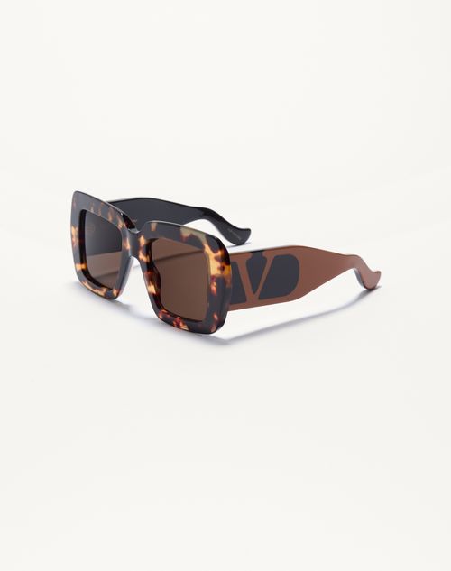 Valentino - Rectangular Acetate Eyewear - Ivory/black/brown - Woman - Eyewear