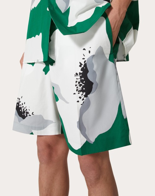 Valentino Garavani Flower Portrait-print bermuda shorts - Green