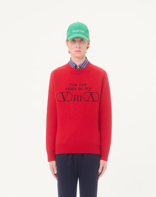 Valentino - Valentino Wool And Cashmere Sweater With You Can Come To My Villa Embroidery - Paris - Man - Knitwear
