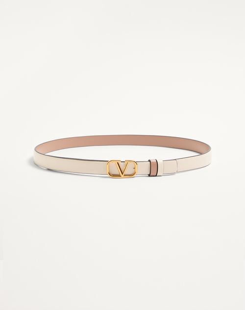 Valentino Garavani - Reversible Vlogo Signature Belt In Glossy Calfskin 20 Mm - Ivory - Woman - Accessories