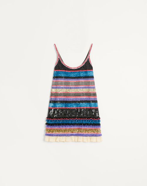 Valentino - Tulle Illusione Embroidered Short Dress - Multicolor - Woman - Dresses